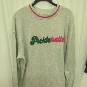 Shiraleah Chicago Gray Pickleballer Sweatshirt with Pink/Green Accents Size LG